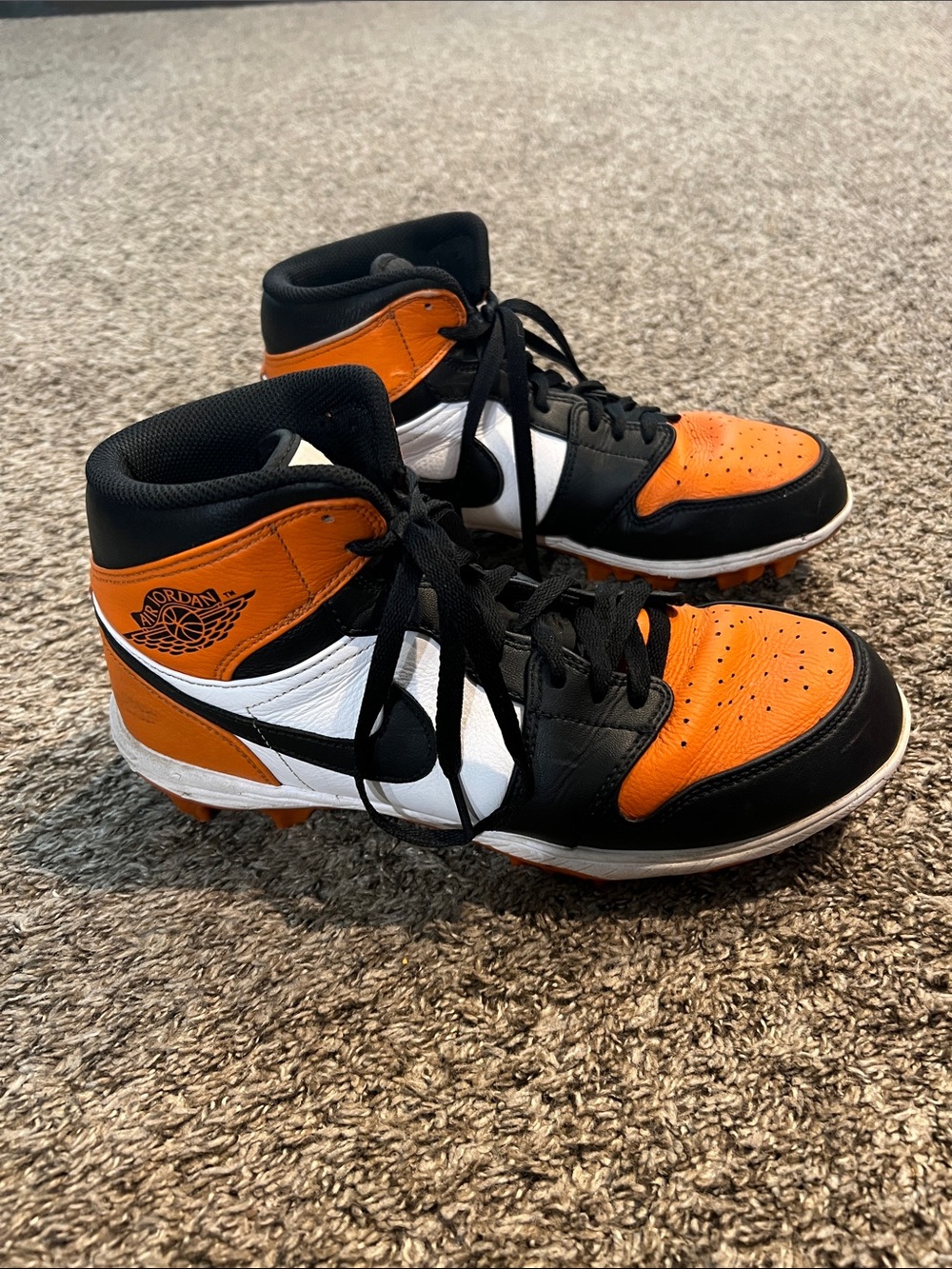 Football Cleats - Nike Air Jordan 1 High - Orange Black White